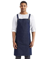 Artisan Collection by Reprime Cross Back Barista Bib Apron - Artisan Collection by Reprime RP129 Indigo Denim One Size Aprons
