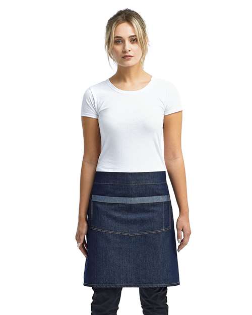 Artisan Collection by Reprime Domain Contrast Denim Waist Apron - Artisan Collection by Reprime RP128 Indigo Denim One Size Aprons