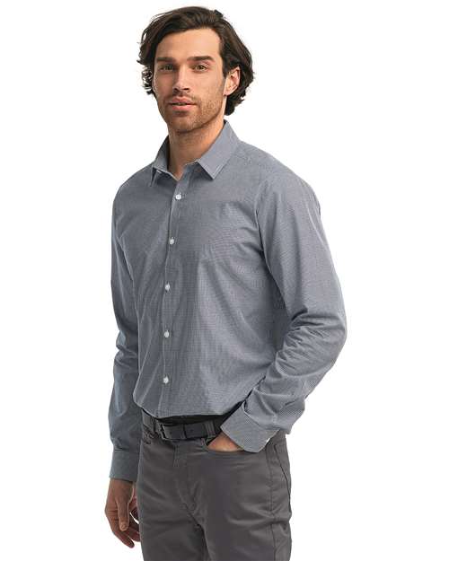 Artisan Collection by Reprime Men's Microcheck Gingham Cotton Shirt - Artisan Collection by Reprime RP220 Navy/ White XS
