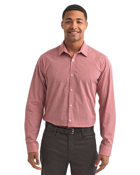 Artisan Collection by Reprime Men's Microcheck Gingham Cotton Shirt - Artisan Collection by Reprime RP220 Red/ White XS