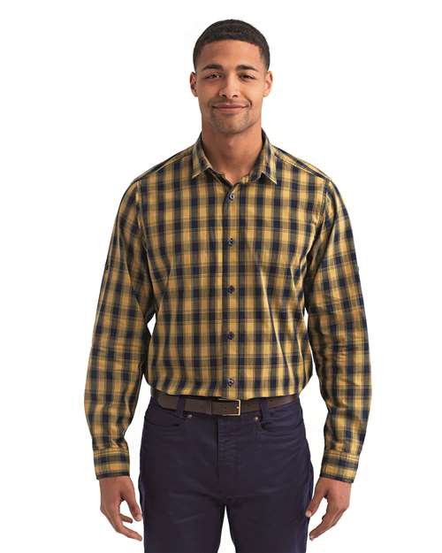 Artisan Collection by Reprime Men's Mulligan Check Cotton Shirt - Artisan Collection by Reprime RP250 Camel/ Navy S