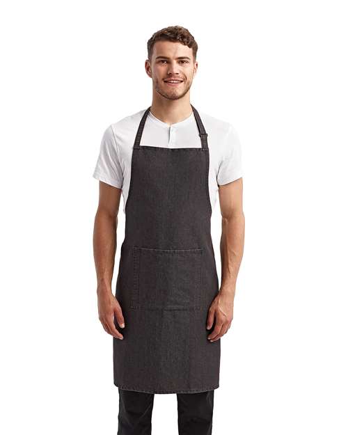 Artisan Collection by Reprime Recycled Pocket Bib Apron - Artisan Collection by Reprime RP154 Black Denim One Size Aprons