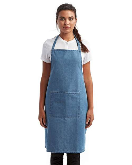 Artisan Collection by Reprime Recycled Pocket Bib Apron - Artisan Collection by Reprime RP154 Denim Blue One Size Aprons
