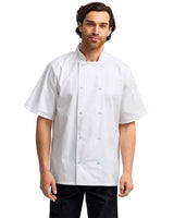 Artisan Collection by Reprime Unisex Ten Studded Front Short Sleeve Chef Coat - Artisan Collection by Reprime RP664 White XS