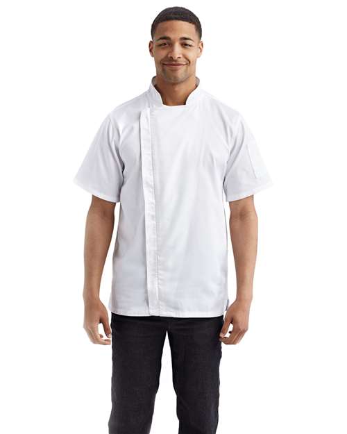 Artisan Collection by Reprime Unisex Zip - Close Short Sleeve Chef's Coat - Artisan Collection by Reprime RP906 White XS