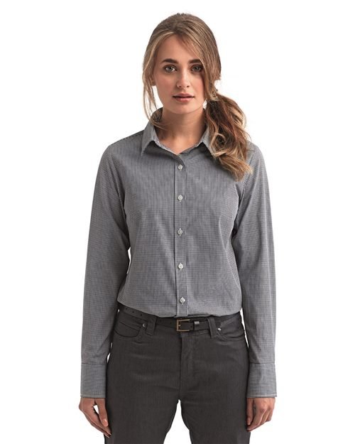 Artisan Collection by Reprime Women's Microcheck Gingham Cotton Shirt - Artisan Collection by Reprime RP320 Black/ White XS