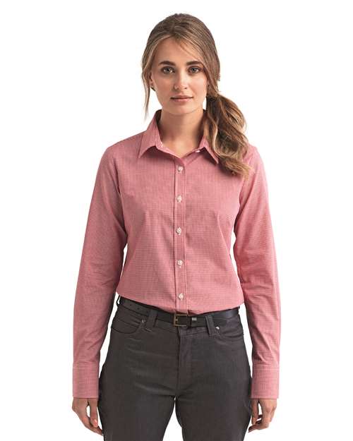 Artisan Collection by Reprime Women's Microcheck Gingham Cotton Shirt - Artisan Collection by Reprime RP320 Red/ White XS