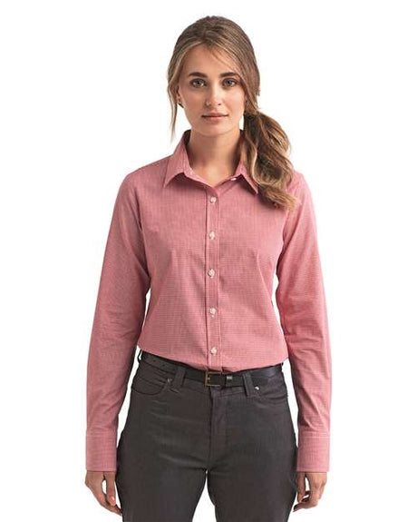 Artisan Collection by Reprime Women's Microcheck Gingham Cotton Shirt - Artisan Collection by Reprime RP320 Red/ White XS