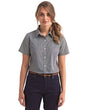 Artisan Collection by Reprime Women's Microcheck Gingham Short Sleeve Cotton Dress Shirt - Artisan Collection by Reprime RP321 Black/ White XS