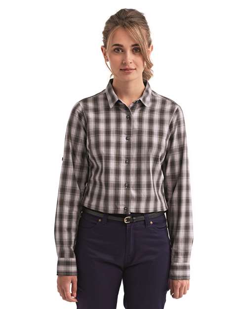 Artisan Collection by Reprime Women's Mulligan Check Cotton Dress Shirt - Artisan Collection by Reprime RP350 Steel/ Black XS