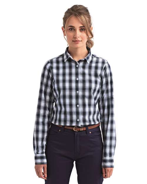 Artisan Collection by Reprime Women's Mulligan Check Cotton Dress Shirt - Artisan Collection by Reprime RP350 White/ Navy XS