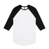 AS Colour Raglan Tee | 5012 | AS Colour 5012 WHITE/BLACK S