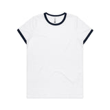 AS Colour Wo's Maple Ringer Tee | 4053 | AS Colour 4053 WHITE/NAVY XS