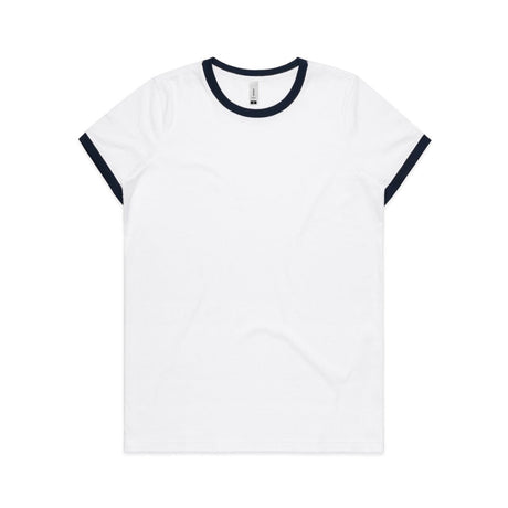 AS Colour Wo's Maple Ringer Tee | 4053 | AS Colour 4053 WHITE/NAVY XS