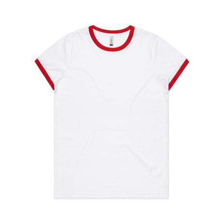 AS Colour Wo's Maple Ringer Tee | 4053 | AS Colour 4053 WHITE/RED XS