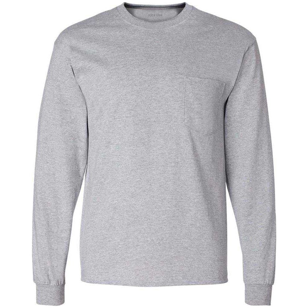 Joe's USA Men's Ultra Cotton 100% Cotton Long Sleeve T-Shirt with Pocket Joe's USA Small Sport Grey