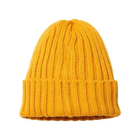 Atlantis Headwear Sustainable Cable Knit Cuffed Beanie - Atlantis Headwear SHORE Mustard Yellow One Size Beanies
