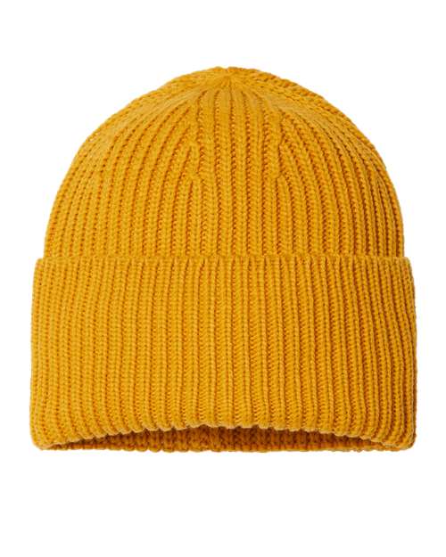 Atlantis Headwear Sustainable Chunky Rib Cuffed Beanie - Atlantis Headwear OAK Mustard Yellow One Size