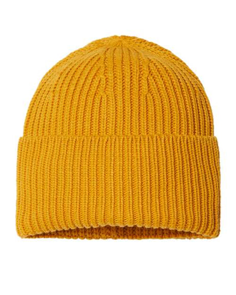Atlantis Headwear Sustainable Chunky Rib Cuffed Beanie - Atlantis Headwear OAK Mustard Yellow One Size