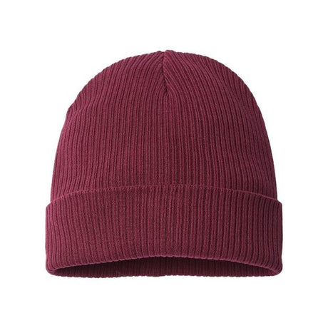 Atlantis Headwear Sustainable Cuffed Beanie - Atlantis Headwear NELSON Burgundy One Size Beanies