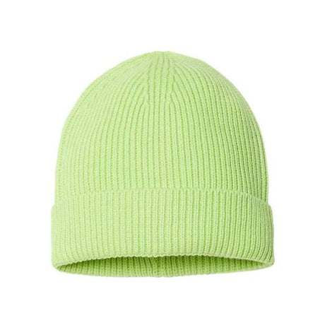 Atlantis Headwear Sustainable Fine Rib Cuffed Beanie - Atlantis Headwear ANDY Acid Green One Size Beanies