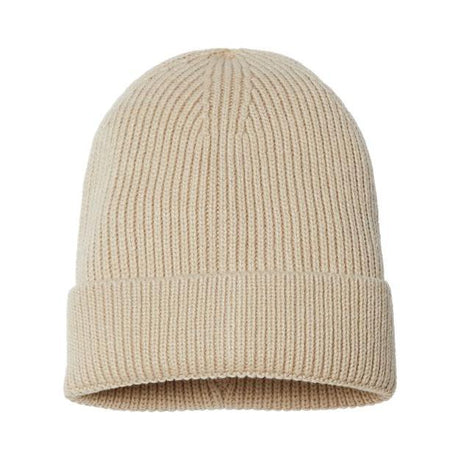 Atlantis Headwear Sustainable Fine Rib Cuffed Beanie - Atlantis Headwear ANDY Light Beige One Size Beanies