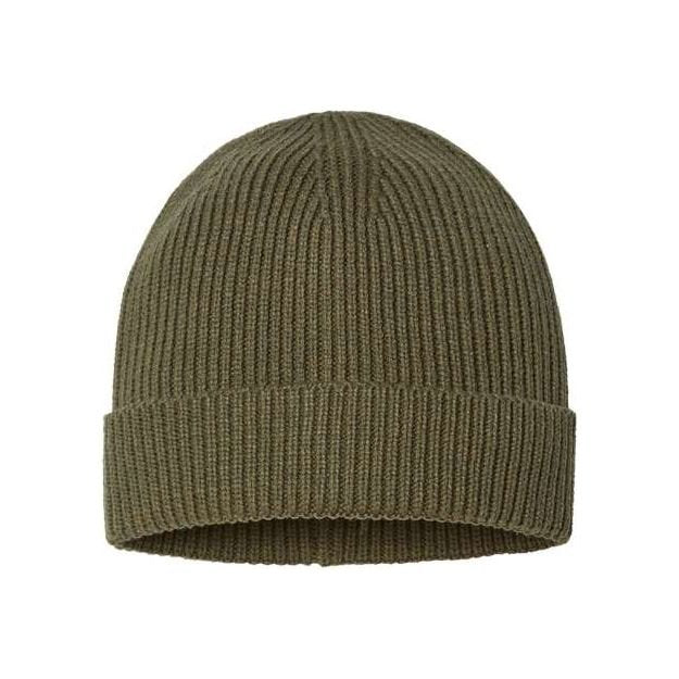 Atlantis Headwear Sustainable Fine Rib Cuffed Beanie - Atlantis Headwear ANDY Olive One Size Beanies