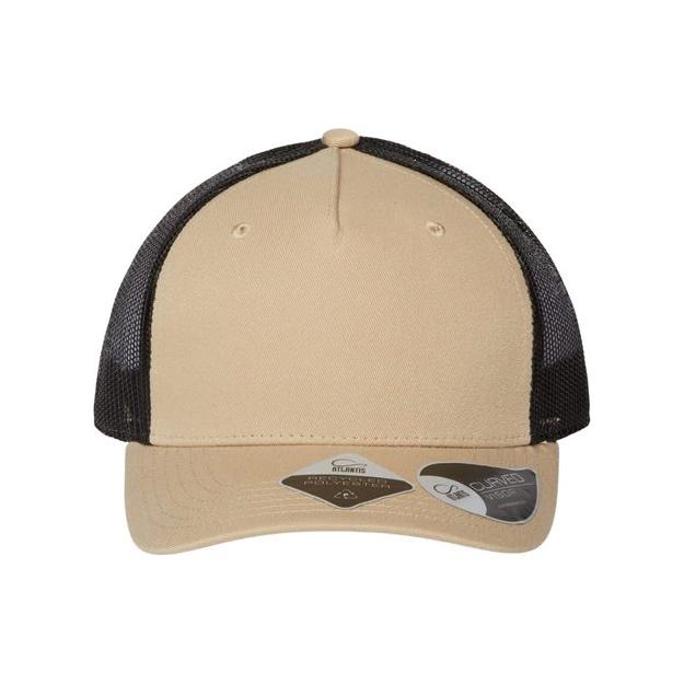 Atlantis Headwear Sustainable Five - Panel Trucker Cap - Atlantis Headwear ZION Black/ Dark Grey Adjustable Hats