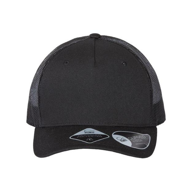 Atlantis Headwear Sustainable Five - Panel Trucker Cap - Atlantis Headwear ZION Black/ Dark Grey Adjustable Hats