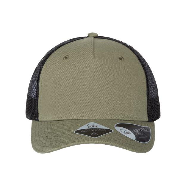 Atlantis Headwear Sustainable Five - Panel Trucker Cap - Atlantis Headwear ZION Black/ White Adjustable Hats