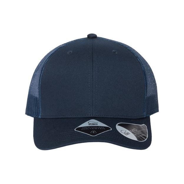 Atlantis Headwear Sustainable Trucker Cap - Atlantis Headwear BRYCE Navy/ Navy Adjustable Hats