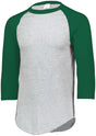 Augusta Sportswear Baseball 3/4 Sleeve Tee 2.0 4420 ATHLETIC HEATHER/DARK GREEN S