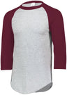 Augusta Sportswear Baseball 3/4 Sleeve Tee 2.0 4420 ATHLETIC HEATHER/MAROON S