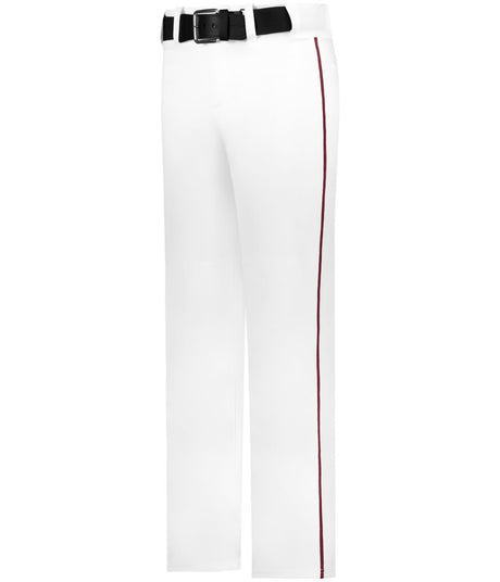 Augusta Sportswear BASEBALL PANT WITH BRAID 605WLB WHITE/LIGHT MAROON (BA) S