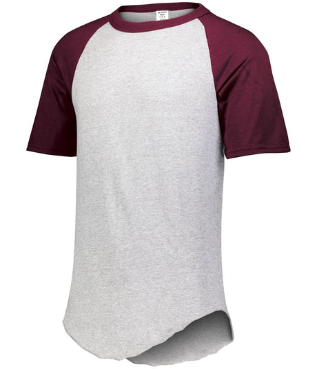 Augusta Sportswear Baseball Short Sleeve Tee 2.0 423 ATHLETIC HEATHER/MAROON S
