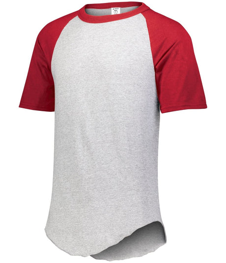 Augusta Sportswear Baseball Short Sleeve Tee 2.0 423 ATHLETIC HEATHER/RED S