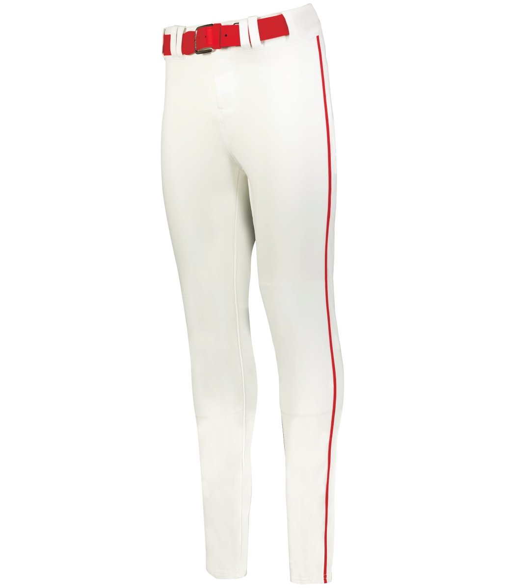 Augusta Sportswear CRUSH TAPERED BASEBALL PANT WITH BRAID 657CTB WHITE/RED (BA) S