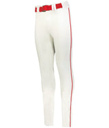 Augusta Sportswear CRUSH TAPERED BASEBALL PANT WITH BRAID 657CTB WHITE/RED (BA) S