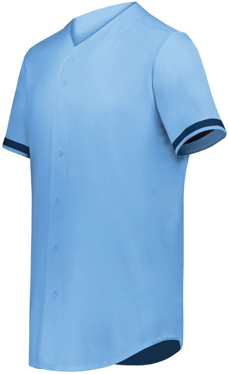 Augusta Sportswear Cutter+ Full Button Baseball Jersey 6909 COLUMBIA BLUE/NAVY S