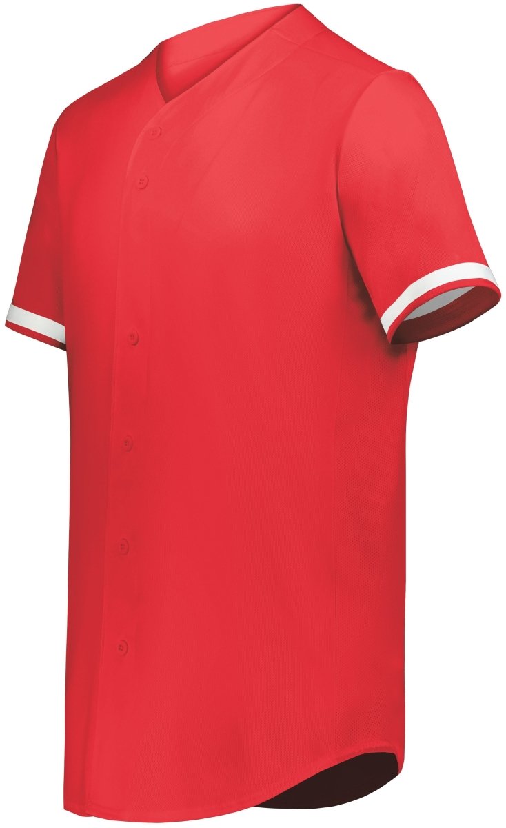 Augusta Sportswear Cutter+ Full Button Baseball Jersey 6909 SCARLET/WHITE S