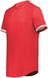 Augusta Sportswear Cutter+ Full Button Baseball Jersey 6909 SCARLET/WHITE S