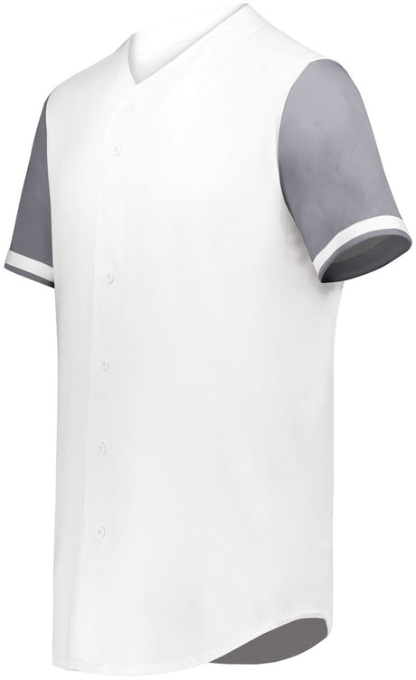 Augusta Sportswear Cutter+ Full Button Baseball Jersey 6909 WHITE/GRAPHITE S