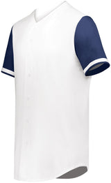 Augusta Sportswear Cutter+ Full Button Baseball Jersey 6909 WHITE/NAVY S
