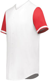 Augusta Sportswear Cutter+ Full Button Baseball Jersey 6909 WHITE/SCARLET S