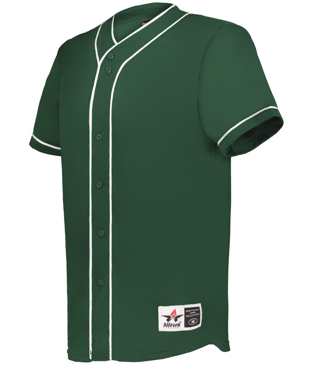 Augusta Sportswear DIAMOND FULL - BUTTON BASEBALL JERSEY 52MBBJ FOREST/WHITE (BA) S