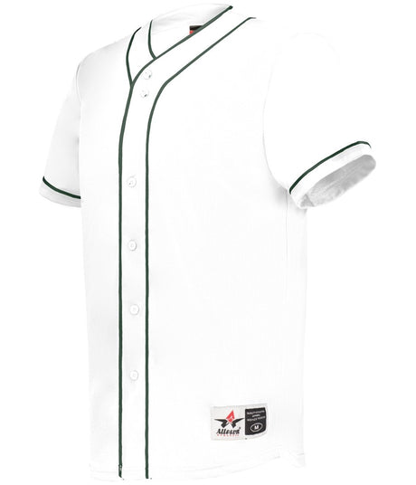 Augusta Sportswear DIAMOND FULL - BUTTON BASEBALL JERSEY 52MBBJ WHITE/FOREST (BA) S