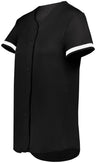 Augusta Sportswear Girls Cutter+ Full Button Softball Jersey 6920 BLACK/WHITE S