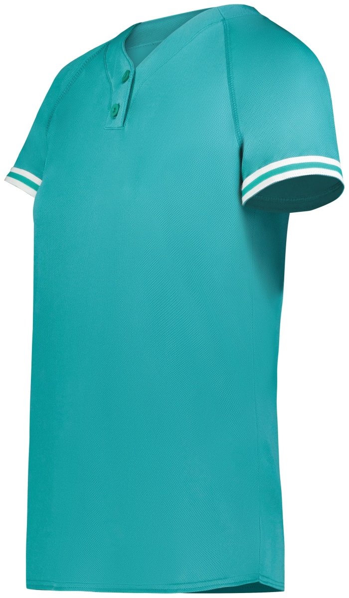 Augusta Sportswear Girls Cutter+ Henley Jersey 6918 TEAL/WHITE S