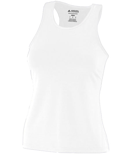 Augusta Sportswear Girls Poly/Spandex Solid Racerback Tank 1203 WHITE S