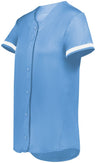 Augusta Sportswear Ladies Cutter+ Full Button Softball Jersey 6919 COLUMBIA BLUE/WHITE S